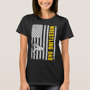 Wrestling Pappa USA Amerikanska Flagga Gift Wrestl T Shirt