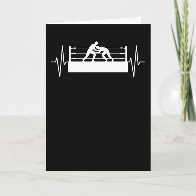 Wrestling Ring Wrestler Heartslag Line Gift Kort (Framsida)