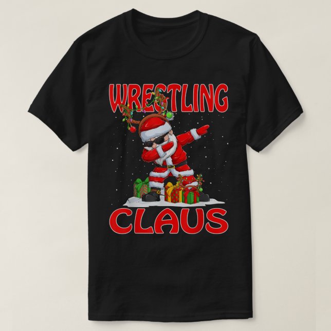 Wrestling Santa Claus Christmas Matching Costume  T Shirt (Design framsida)