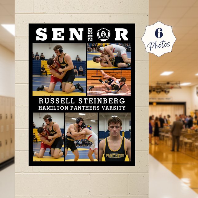 Wrestling Senior Graduate 6 Photo Collage Poster (Skapare uppladdad)