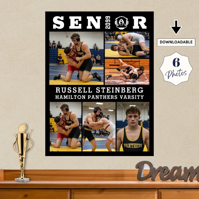 Wrestling Senior Graduate 6 Photo Collage Poster (Skapare uppladdad)