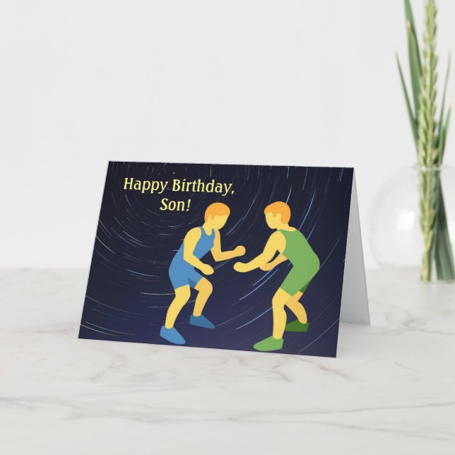 WRESTLING SON BIRTHDAY CARD TACK KORT (Framsida)