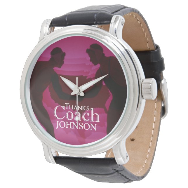 Wrestling, tack Coach Silhouette Red Armbandsur (Vinklad)