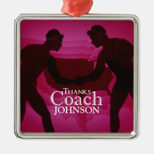 Wrestling, tack Coach Silhouette Red Julgransprydnad Metall