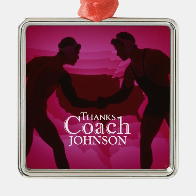 Wrestling, tack Coach Silhouette Red Julgransprydnad Metall (Framsidan)