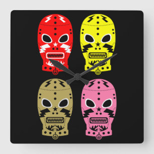 Wrestling Tävling Masks Fyrkantig Klocka