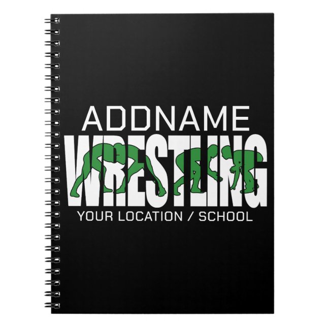 Wrestling Team ADD TEXT School Idrottsman Wrestler Anteckningsbok (Framsidan)