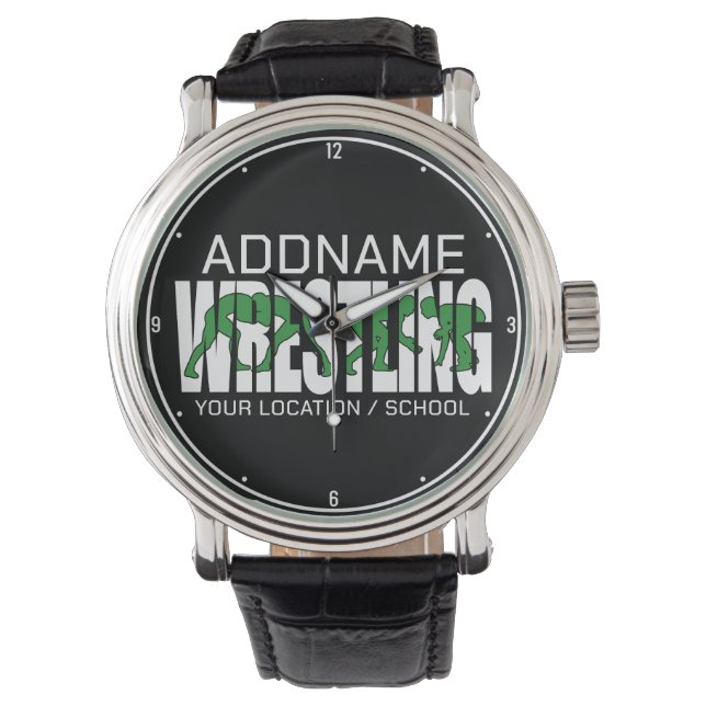 Wrestling Team ADD TEXT School Varsity Wrestler Armbandsur (Framsida)