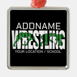 Wrestling Team ADD TEXT School Varsity Wrestler Julgransprydnad Metall