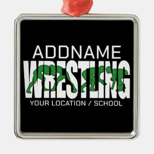 Wrestling Team ADD TEXT School Varsity Wrestler Julgransprydnad Metall
