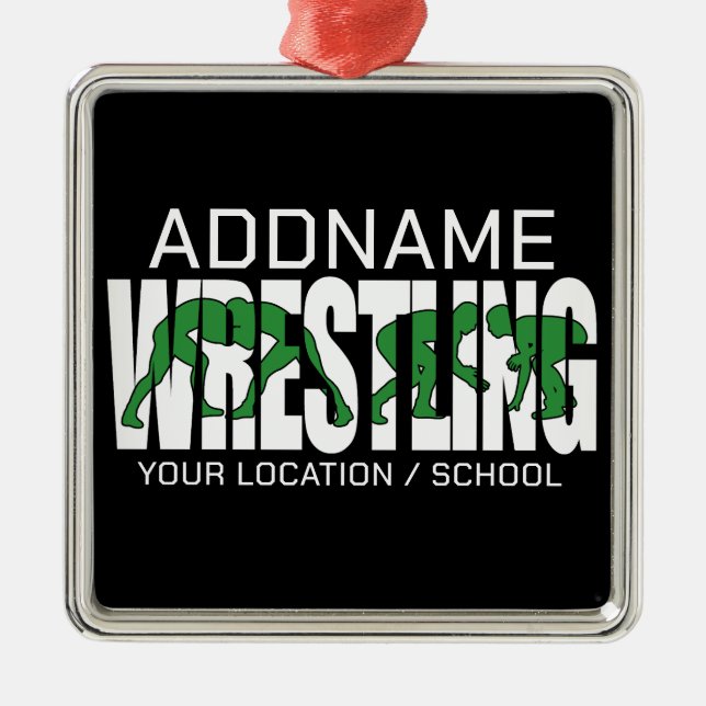 Wrestling Team ADD TEXT School Varsity Wrestler Julgransprydnad Metall (Framsidan)