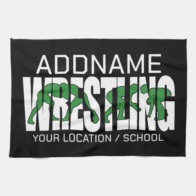 Wrestling Team ADD TEXT School Varsity Wrestler Kökshandduk (Horisontell)