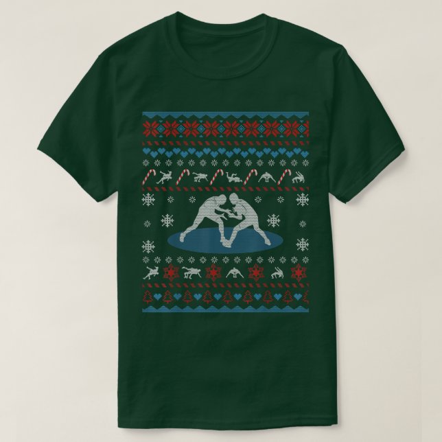 Wrestling Ugly Christmas Sweater Funny Gifts For W T Shirt (Design framsida)