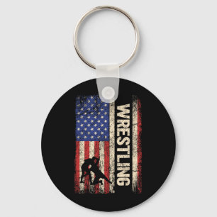 Wrestling Usa American Flagga Shirt Wrestle 4th of Nyckelring
