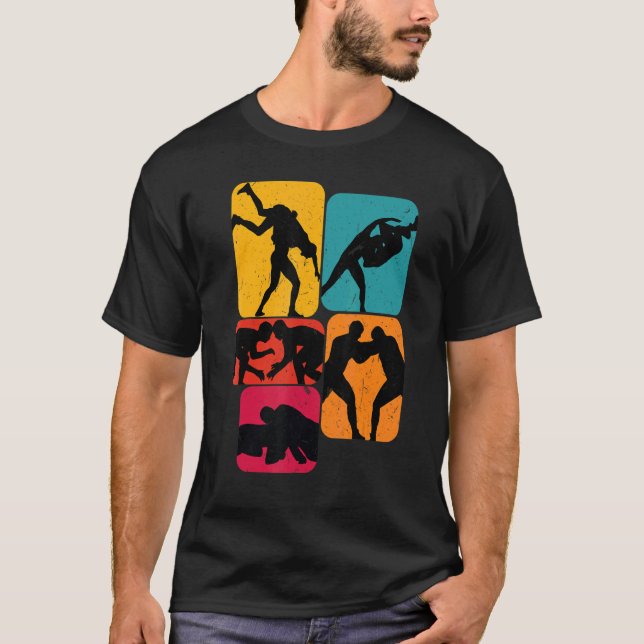 Wrestling wrestling Retro Design T Shirt (Framsida)