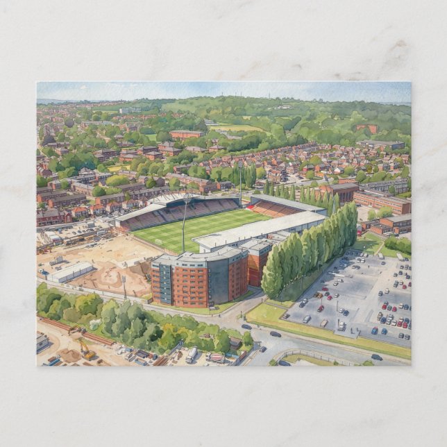 Wrexham Racecourse Ground Akvarellkonst Vykort (Framsida)
