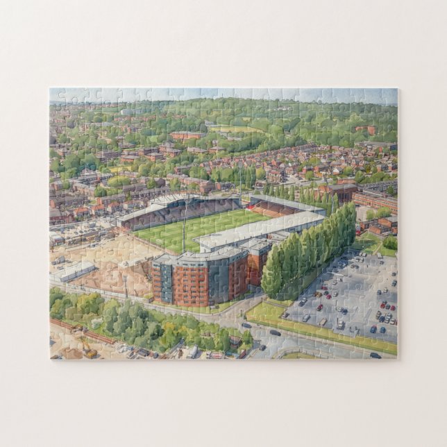 Wrexham Racecourse Ground Vattenfärgskonst Pussel (Horisontell)