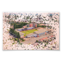 Wrexham Stadium Arkitektur Akvarell Konst