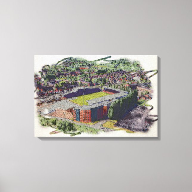 Wrexham Stadium Arkitektur Vattenfärgskonst Canvastryck (Framsida)