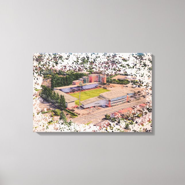 Wrexham Stadium Arkitektur Vattenfärgskonst Canvastryck (Framsida)