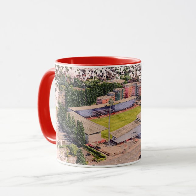 Wrexham Stadium Arkitektur Vattenfärgskonst Mugg (Framsida vänster)