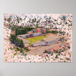 Wrexham Stadium Arkitektur Vattenfärgskonst Poster
