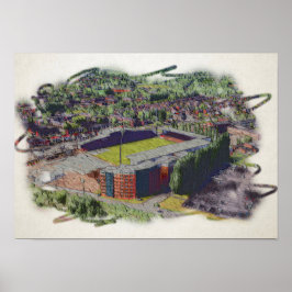 Wrexham Stadium Arkitektur Vattenfärgskonst Poster