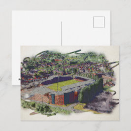 Wrexham Stadium Arkitektur Vattenfärgskonst Vykort