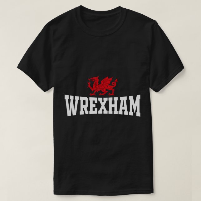 Wrexham Wales Red Dragon Wrecsam Pullover Hoodie T Shirt (Design framsida)