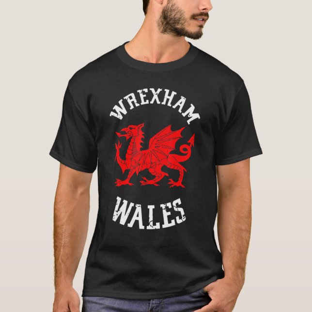 Wrexham Wales Retro Vintage T Shirt (Framsida)