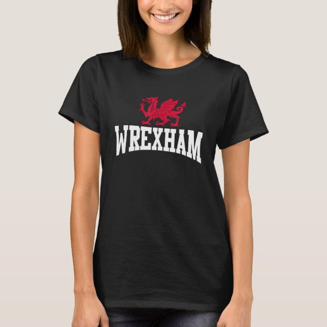 Wrexham Wales Welsh Dragon Cymru T Shirt (Framsida)
