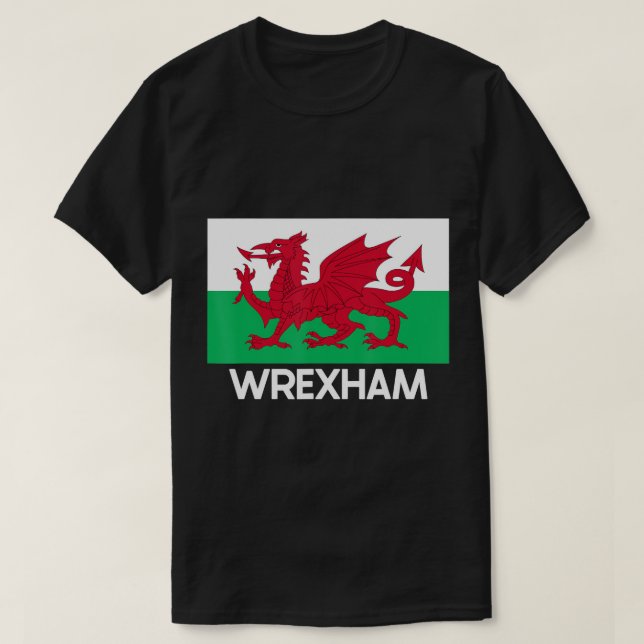 Wrexham Wales Welsh Flagga Baner Y Ddraig Goch T-S T Shirt (Design framsida)