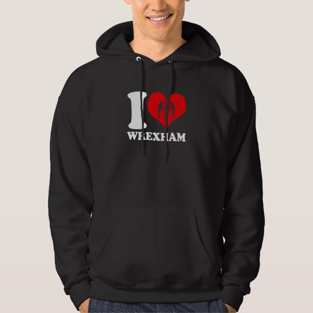 Wrexham Wales Welsh I Kärlek Wrexham Wrexham Wrexh Hoodie (Framsida)