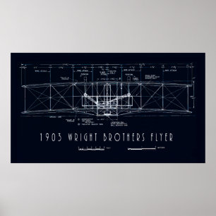 WRIGHT BROS KATTUNGE HAWK FLYER BLUEPRINT POSTER