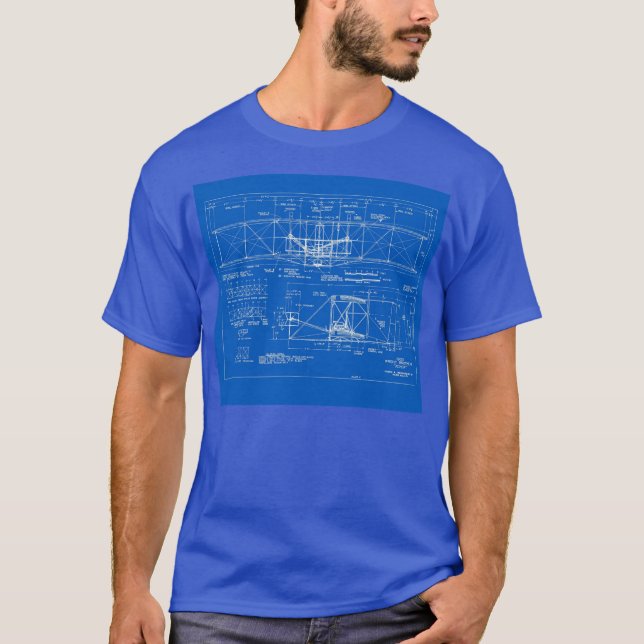 Wright Bros. "Reklamblad" ritning 1903 Tee Shirt (Framsida)