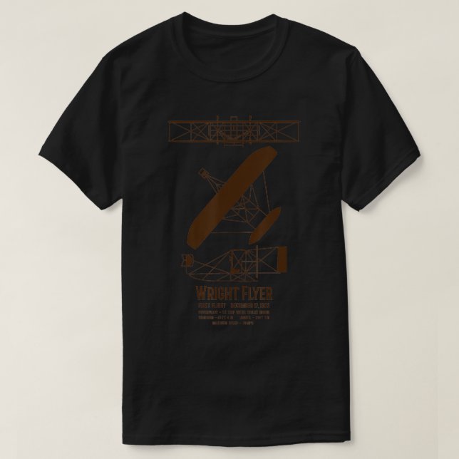 Wright Brothers Flyer First Flygplan Infografik T Shirt (Design framsida)