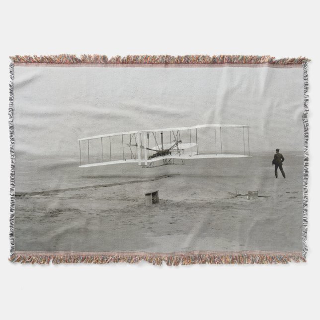 Wright Brothers Flyer Första Flygplanet Flygning A Filt (Framsidan)