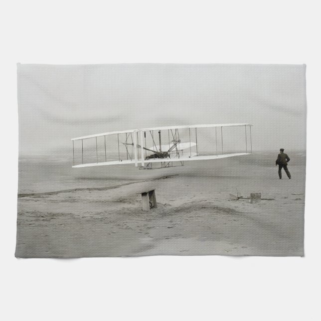 Wright Brothers Flyer Första Flygplanet Flygning A Kökshandduk (Horisontell)