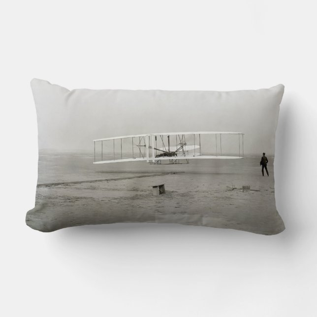 Wright Brothers Flyer Första Flygplanet Flygning A Lumbarkudde (Framsida)