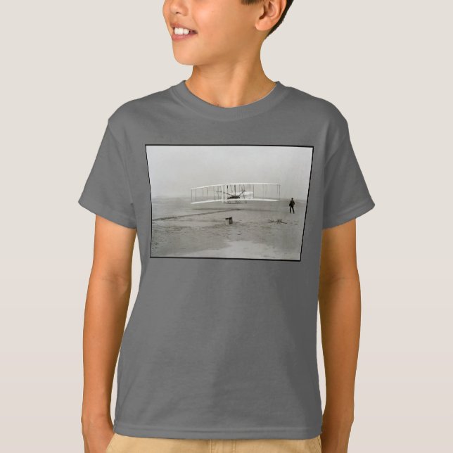 Wright Brothers Flyer Första Flygplanet Flygning A T Shirt (Framsida)