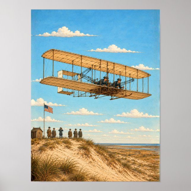 Wright Brothers Flyer över Kitty Hawk Poster (Framsidan)