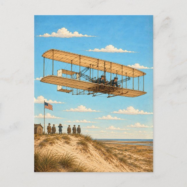 Wright Brothers Flyer över Kitty Hawk Vykort (Framsida)