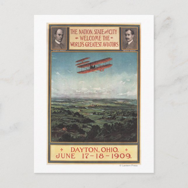 Wright Brothers Flygplan Vykort (Framsida)
