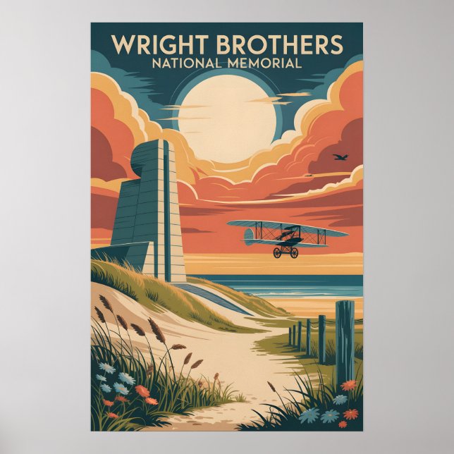 Wright Brothers | Vintage Outer Banks Affisch (Framsidan)