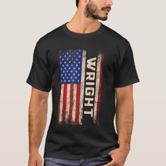 Wright Efternamn Shirt Wright Namn American Flagga T