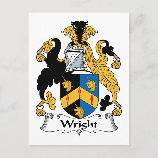 Wright Family Crest Vykort (Framsida)
