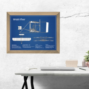 Wright Flyer - Flygplan Blueprint Teckning Plans A Fototryck