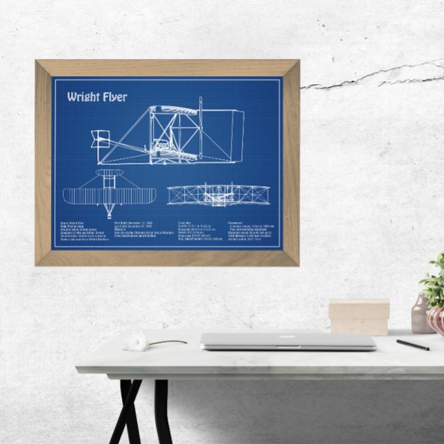 Wright Flyer- Flygplan Blueprint Teckning Plans AD Fototryck (Skapare uppladdad)
