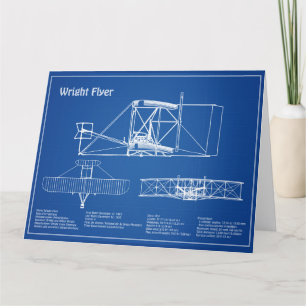 Wright Flyer- Flygplan Blueprint Teckning Plans AD Tack Kort