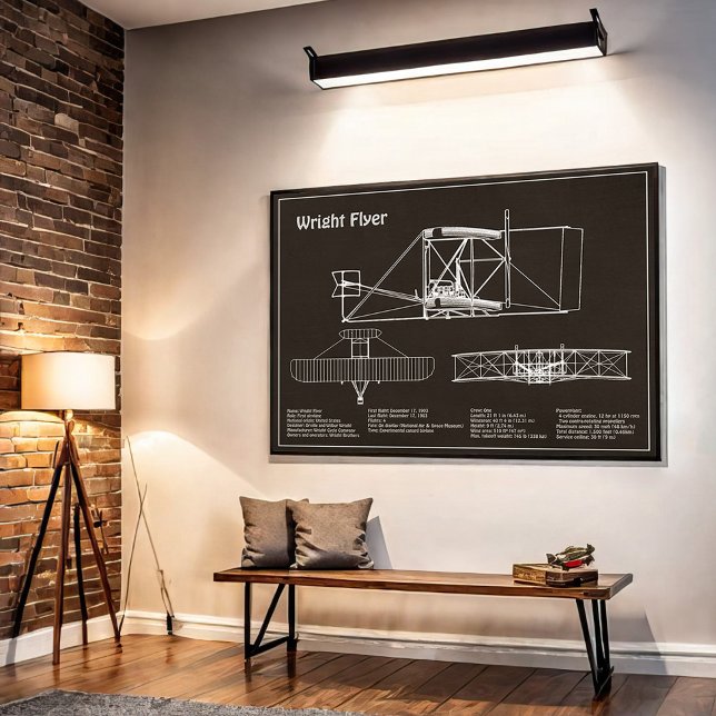 Wright Flyer- Flygplan Blueprint Teckning Plans PD Poster (Skapare uppladdad)